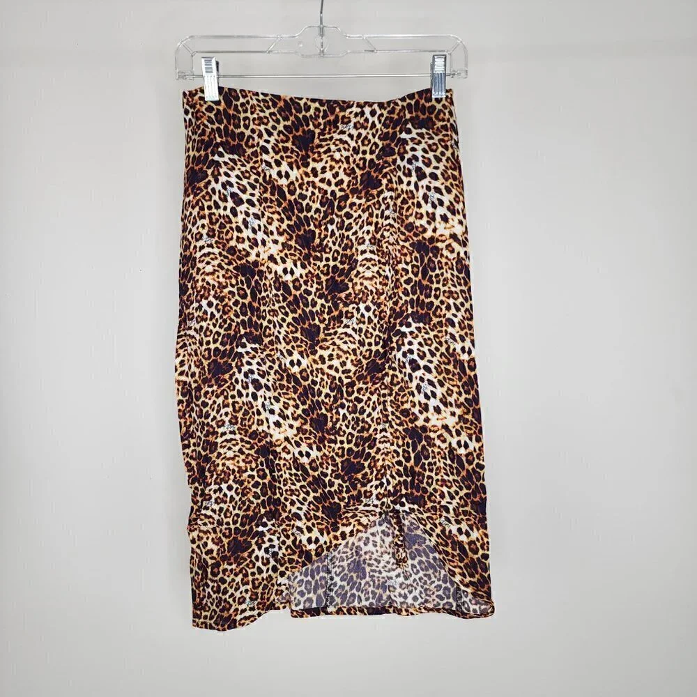 NWT VDM The Label Stassie Leopard Print Ruched Detail Skirt Small
